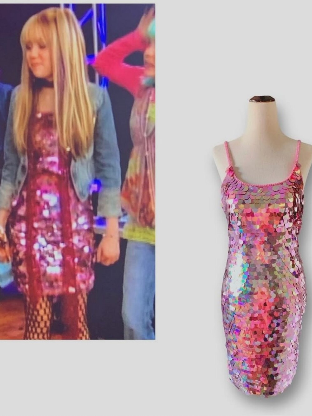 Rampage Paris Pink Sequin Mini Dress Small As Seen on Hannah Montana Y2K
